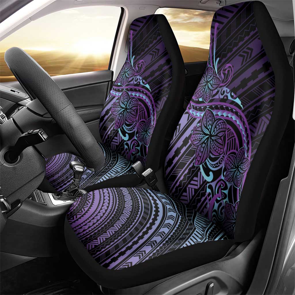 Teal Purple Polynesia Plumeria Tattoo Car Seat Cover LT14 - Polynesian Pride