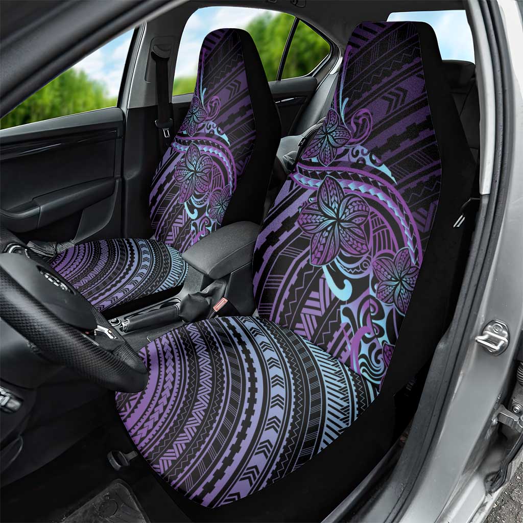 Teal Purple Polynesia Plumeria Tattoo Car Seat Cover LT14 - Polynesian Pride