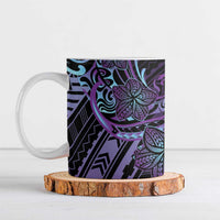 Teal Purple Polynesia Plumeria Tattoo Ceramic Mug LT14 Purple - Polynesian Pride