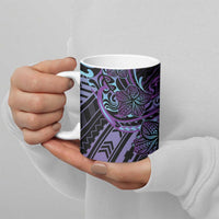 Teal Purple Polynesia Plumeria Tattoo Ceramic Mug LT14 - Polynesian Pride