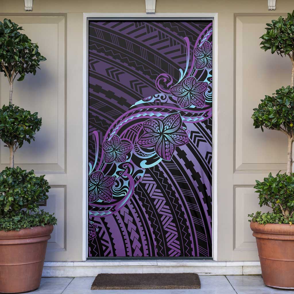 Teal Purple Polynesia Plumeria Tattoo Door Cover LT14 Purple - Polynesian Pride