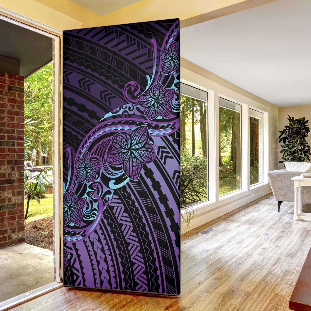 Teal Purple Polynesia Plumeria Tattoo Door Cover LT14 - Polynesian Pride
