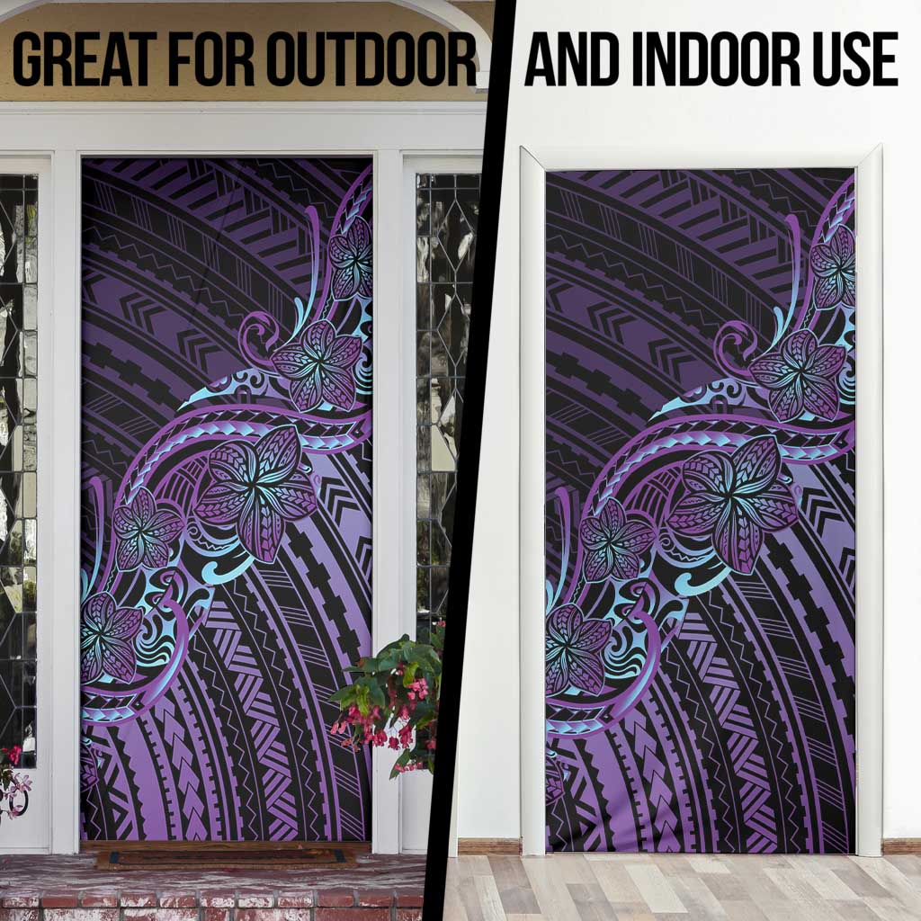 Teal Purple Polynesia Plumeria Tattoo Door Cover LT14 - Polynesian Pride