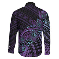 Teal Purple Polynesia Plumeria Tattoo Family Matching Puletasi and Hawaiian Shirt