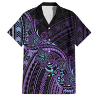 Teal Purple Polynesia Plumeria Tattoo Family Matching Summer Maxi Dress and Hawaiian Shirt