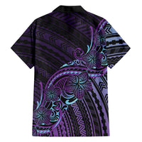 Teal Purple Polynesia Plumeria Tattoo Family Matching Tank Maxi Dress and Hawaiian Shirt