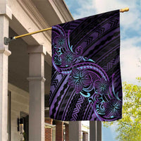 Teal Purple Polynesia Plumeria Tattoo Garden Flag