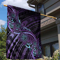 Teal Purple Polynesia Plumeria Tattoo Garden Flag