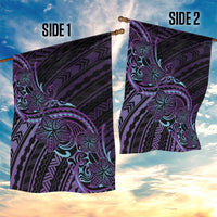 Teal Purple Polynesia Plumeria Tattoo Garden Flag