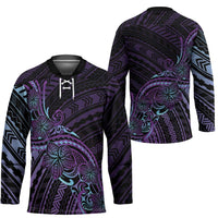Teal Purple Polynesia Plumeria Tattoo Hockey Jersey LT14 - Polynesian Pride