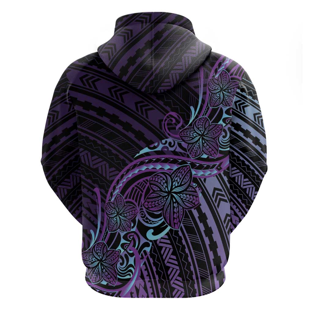 Teal Purple Polynesia Plumeria Tattoo Hoodie LT14 - Polynesian Pride