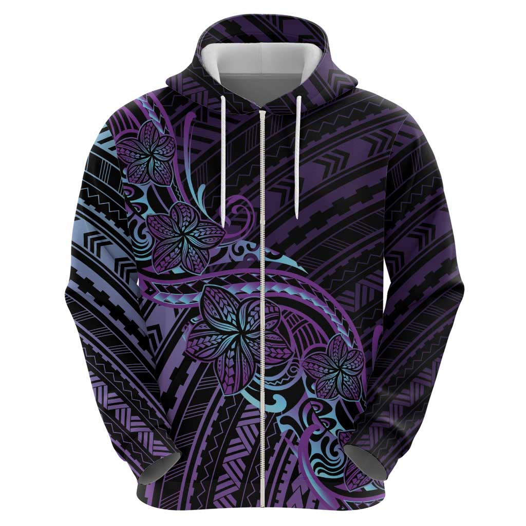 Teal Purple Polynesia Plumeria Tattoo Hoodie LT14 - Polynesian Pride