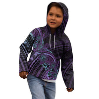 Teal Purple Polynesia Plumeria Tattoo Kid Hoodie LT14 - Polynesian Pride