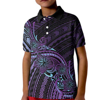 Teal Purple Polynesia Plumeria Tattoo Kid Polo Shirt LT14 Kid Purple - Polynesian Pride