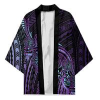 Teal Purple Polynesia Plumeria Tattoo Kimono LT14 Unisex Purple - Polynesian Pride