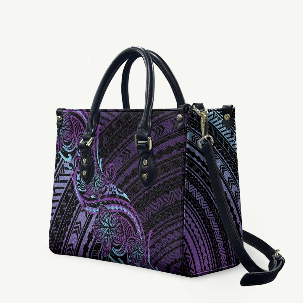 Teal Purple Polynesia Plumeria Tattoo Leather Bag LT14 Purple - Polynesian Pride
