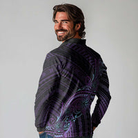 Teal Purple Polynesia Plumeria Tattoo Long Sleeve Polo Shirt LT14 - Polynesian Pride