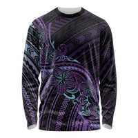 Teal Purple Polynesia Plumeria Tattoo Long Sleeve Shirt LT14 Unisex Purple - Polynesian Pride