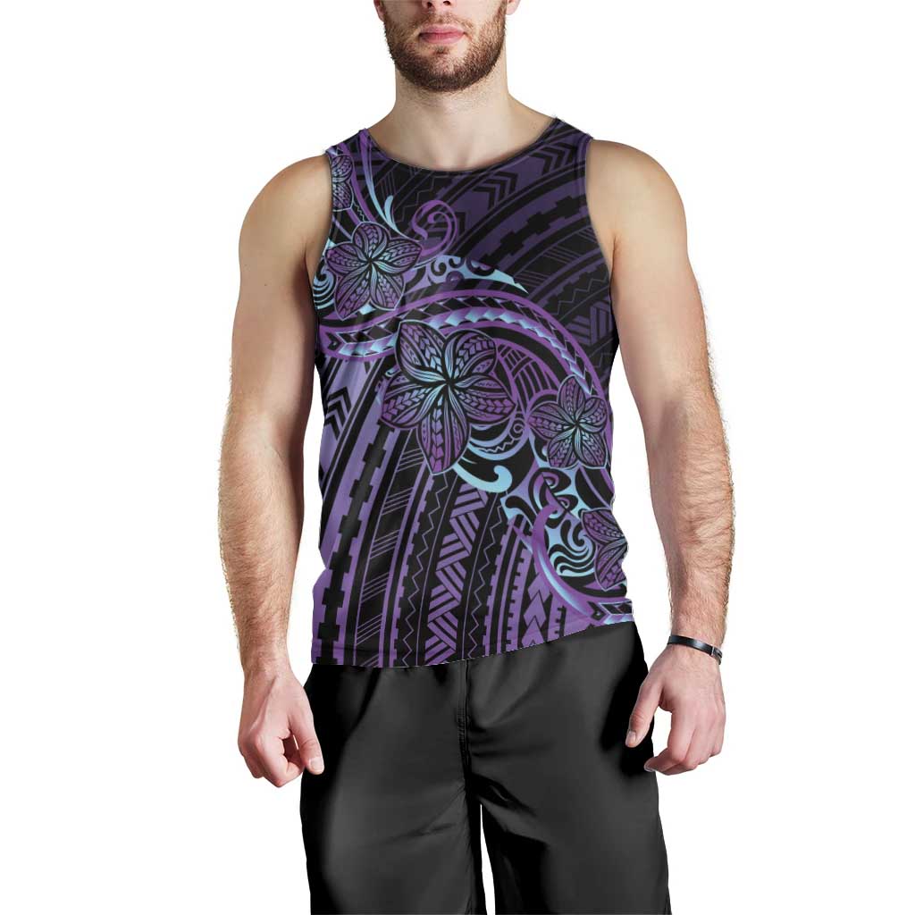 Teal Purple Polynesia Plumeria Tattoo Men Tank Top LT14 - Polynesian Pride