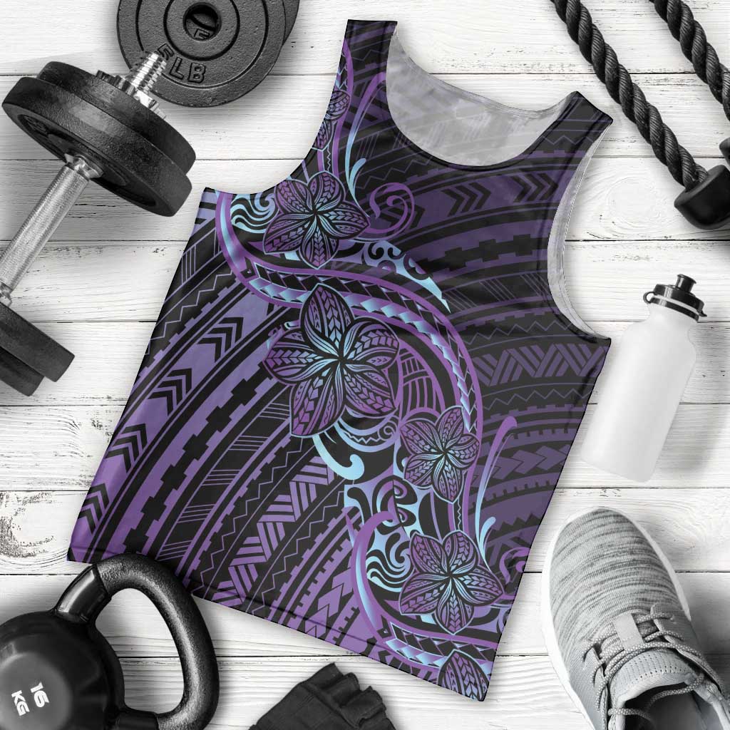 Teal Purple Polynesia Plumeria Tattoo Men Tank Top LT14 - Polynesian Pride
