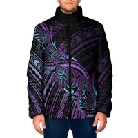 Teal Purple Polynesia Plumeria Tattoo Padded Jacket LT14 Men Purple - Polynesian Pride