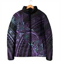 Teal Purple Polynesia Plumeria Tattoo Padded Jacket LT14 - Polynesian Pride