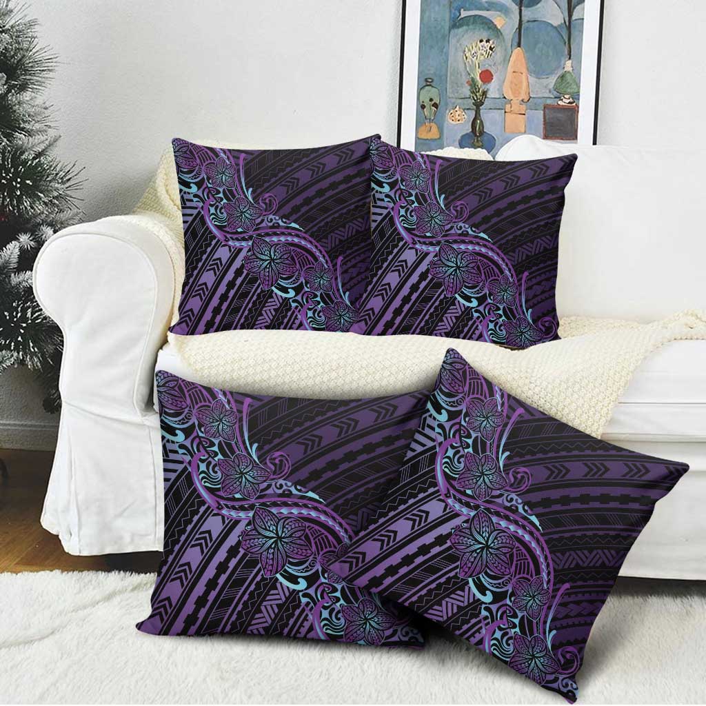 Teal Purple Polynesia Plumeria Tattoo Pillow Cover LT14 - Polynesian Pride