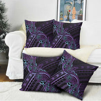 Teal Purple Polynesia Plumeria Tattoo Pillow Cover LT14 - Polynesian Pride