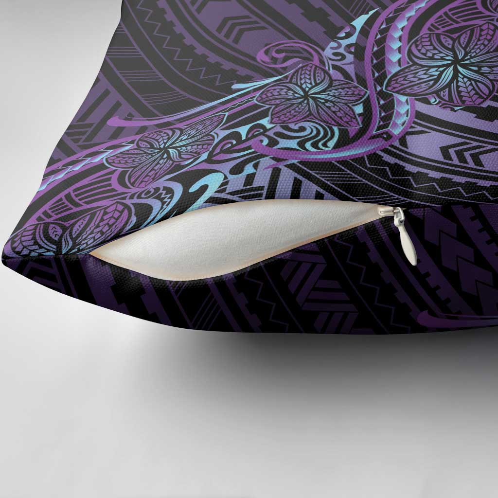 Teal Purple Polynesia Plumeria Tattoo Pillow Cover LT14 - Polynesian Pride