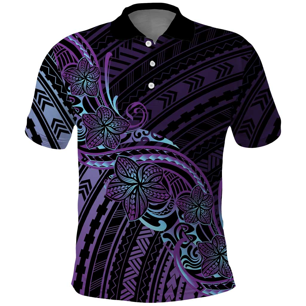 Teal Purple Polynesia Plumeria Tattoo Polo Shirt LT14 Purple - Polynesian Pride