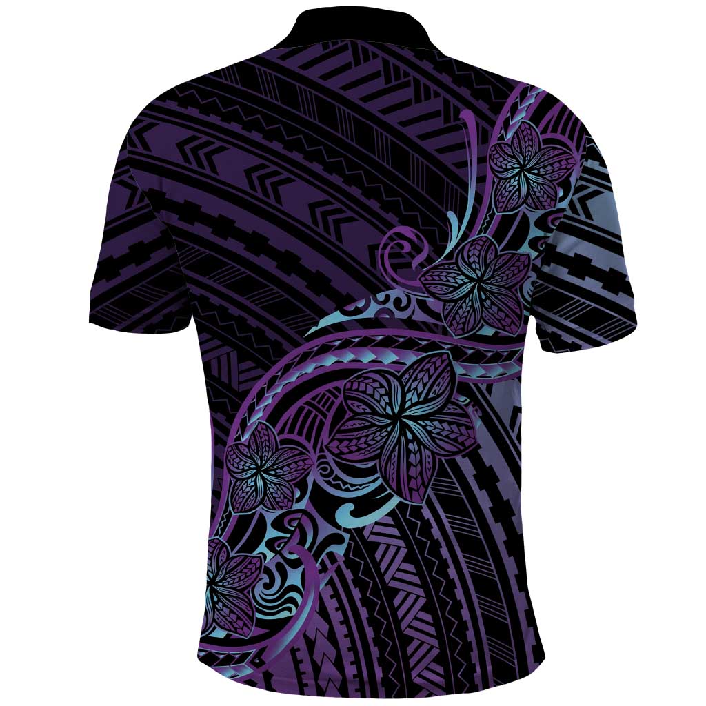 Teal Purple Polynesia Plumeria Tattoo Polo Shirt LT14 - Polynesian Pride