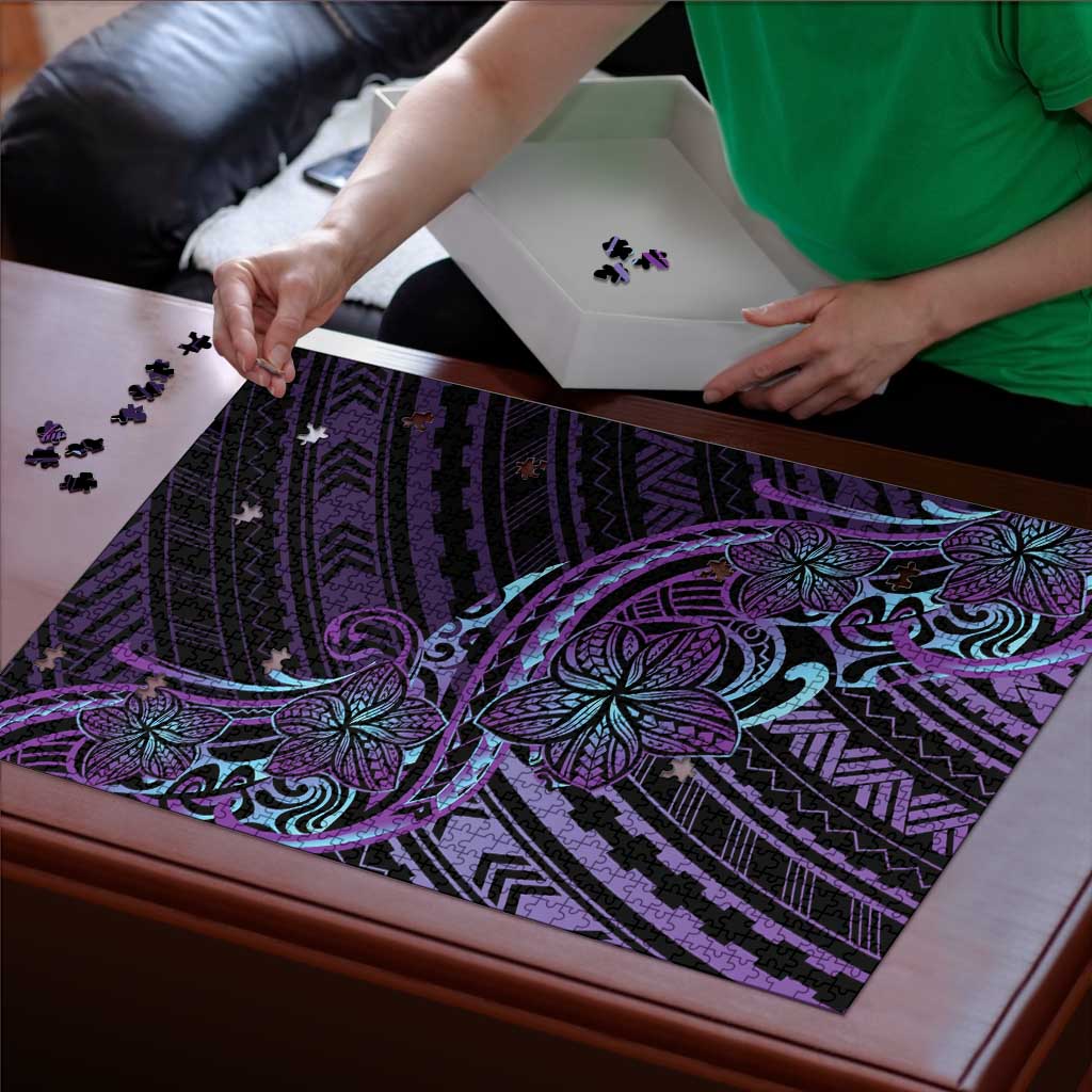 Teal Purple Polynesia Plumeria Tattoo Puzzle LT14 - Polynesian Pride