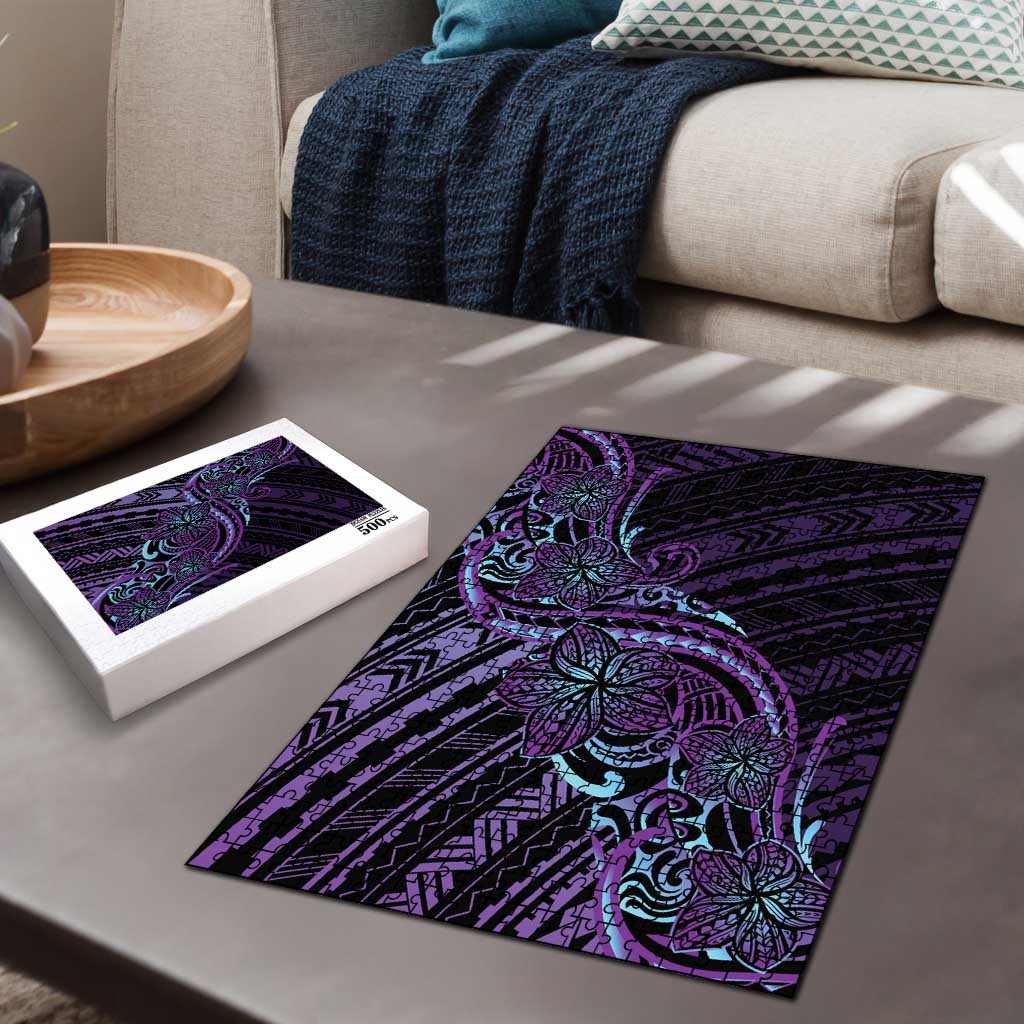 Teal Purple Polynesia Plumeria Tattoo Puzzle LT14 - Polynesian Pride