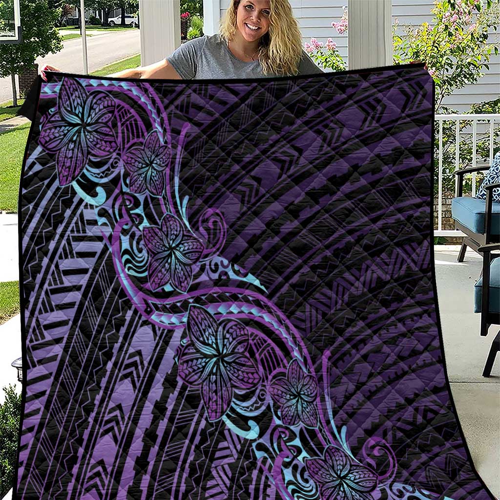 Teal Purple Polynesia Plumeria Tattoo Quilt LT14 Purple - Polynesian Pride