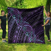 Teal Purple Polynesia Plumeria Tattoo Quilt LT14 - Polynesian Pride