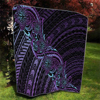 Teal Purple Polynesia Plumeria Tattoo Quilt LT14 - Polynesian Pride