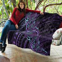 Teal Purple Polynesia Plumeria Tattoo Quilt LT14 - Polynesian Pride