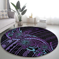 Teal Purple Polynesia Plumeria Tattoo Round Carpet LT14 - Polynesian Pride