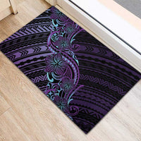 Teal Purple Polynesia Plumeria Tattoo Rubber Doormat