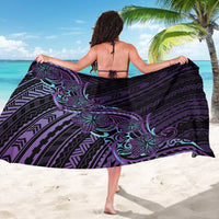 Teal Purple Polynesia Plumeria Tattoo Sarong