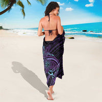 Teal Purple Polynesia Plumeria Tattoo Sarong