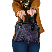Teal Purple Polynesia Plumeria Tattoo Shoulder Handbag LT14 One Size Purple - Polynesian Pride