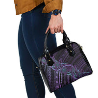 Teal Purple Polynesia Plumeria Tattoo Shoulder Handbag LT14 - Polynesian Pride