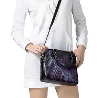 Teal Purple Polynesia Plumeria Tattoo Shoulder Handbag LT14 - Polynesian Pride
