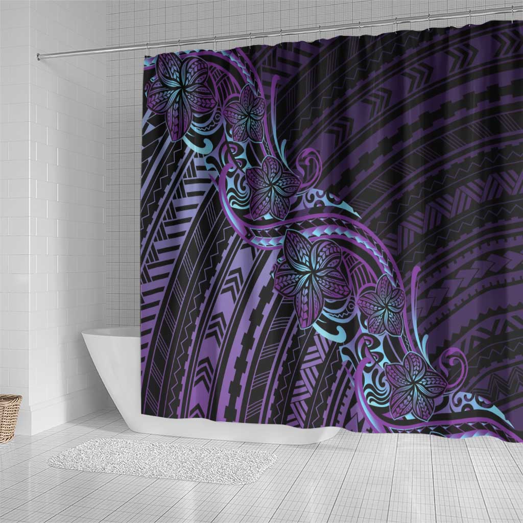 Teal Purple Polynesia Plumeria Tattoo Shower Curtain LT14 - Polynesian Pride