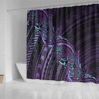 Teal Purple Polynesia Plumeria Tattoo Shower Curtain LT14 - Polynesian Pride