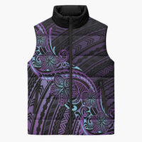 Teal Purple Polynesia Plumeria Tattoo Sleeveless Puffer Jacket LT14 Unisex Purple - Polynesian Pride