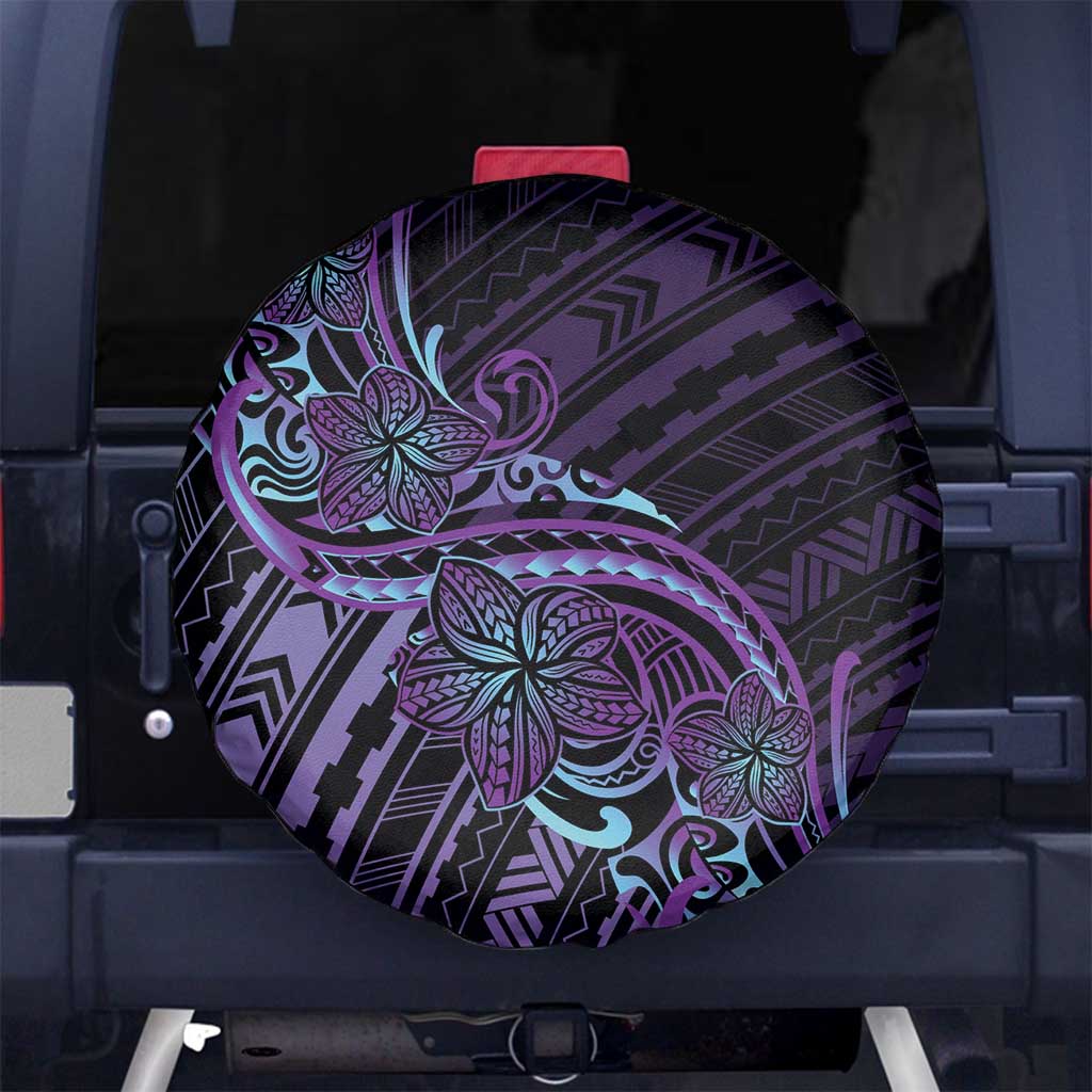 Teal Purple Polynesia Plumeria Tattoo Spare Tire Cover LT14 No hole Purple - Polynesian Pride