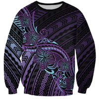 Teal Purple Polynesia Plumeria Tattoo Sweatshirt