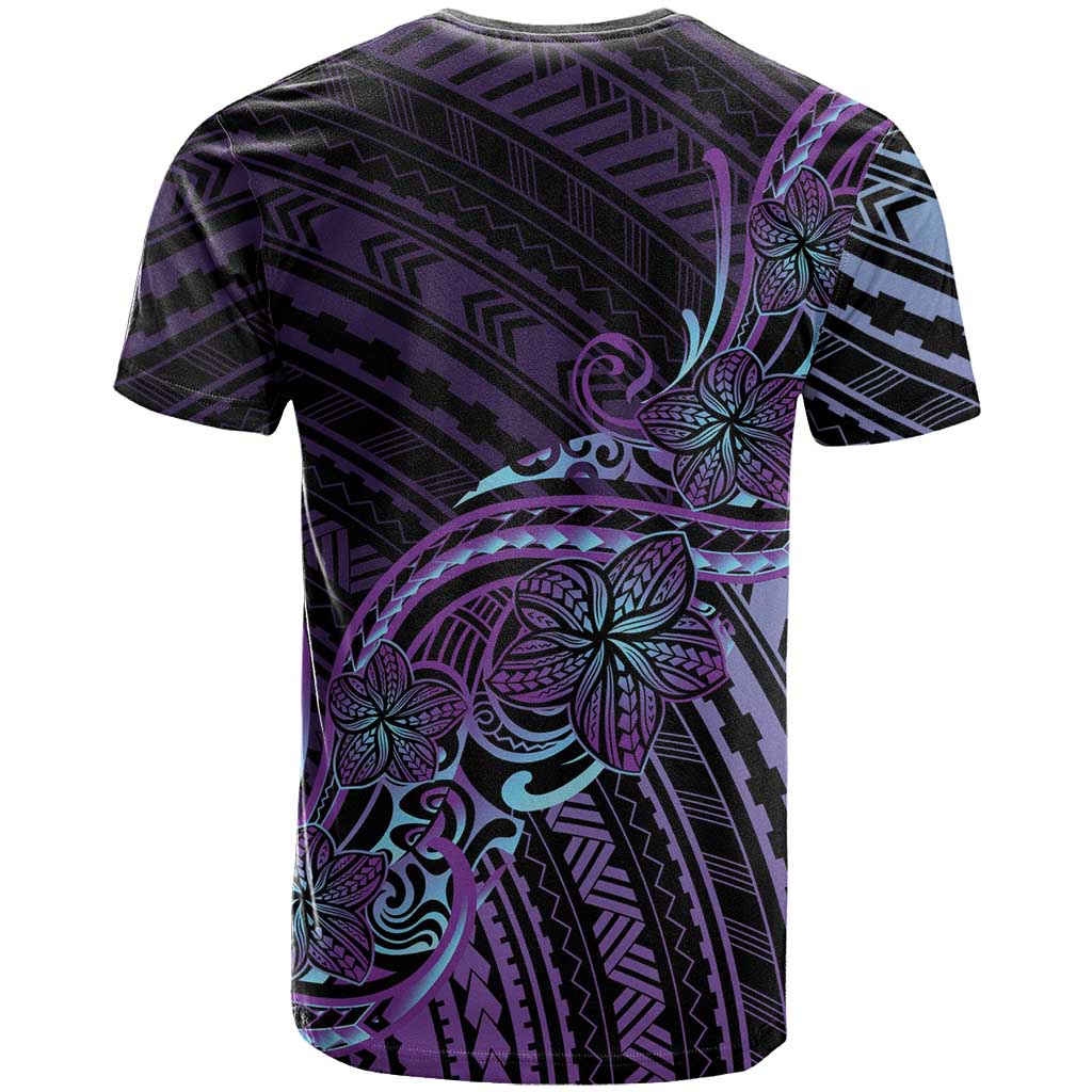 Teal Purple Polynesia Plumeria Tattoo T Shirt LT14 - Polynesian Pride